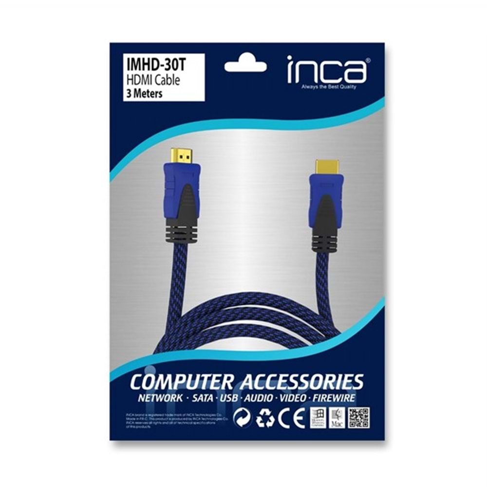 INCA IMHD-30T 3metre HDMI Görüntü Kablosu 3D Gold 1.4v 4K