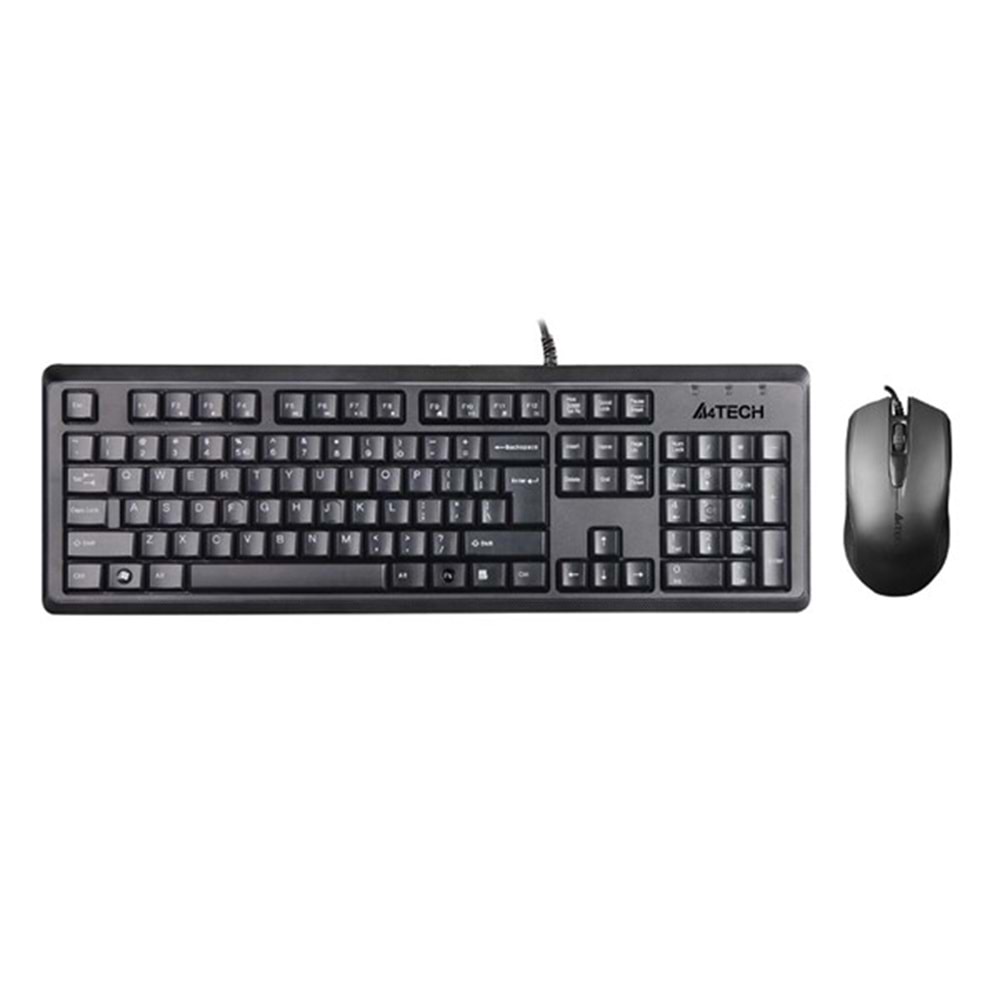A4 TECH KR-9276 USB Q Trk Optic Mouse Suya Dayanıklı Siyah Multimedya Klavye - Mouse Set