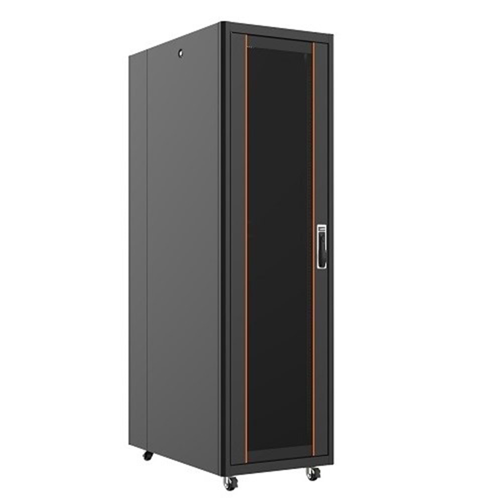 AGER 22U 600x1000mm Dikili Tip Siyah Kabinet Vega AG-VB22U6010S1 Cam Kapak