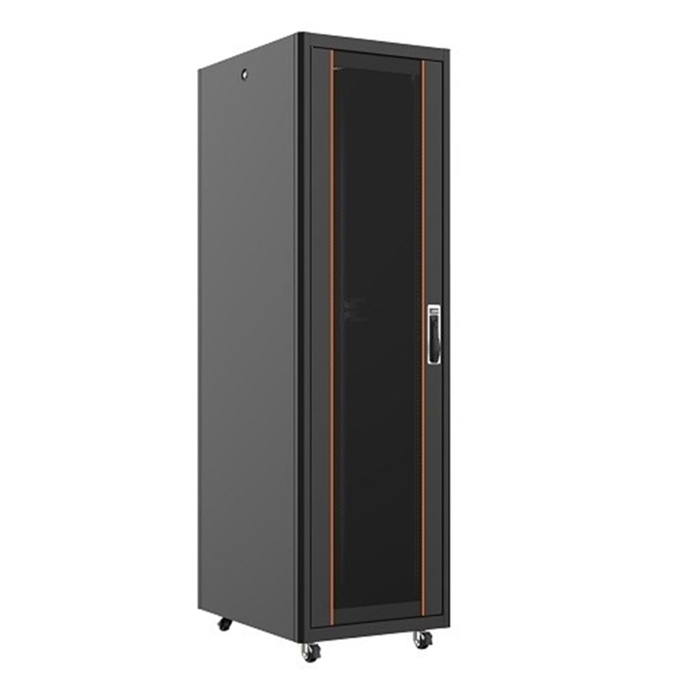 AGER 26U 600x800mm Dikili Tip Siyah Kabinet Agena AG-AN26U6080S1 Cam Kapak 