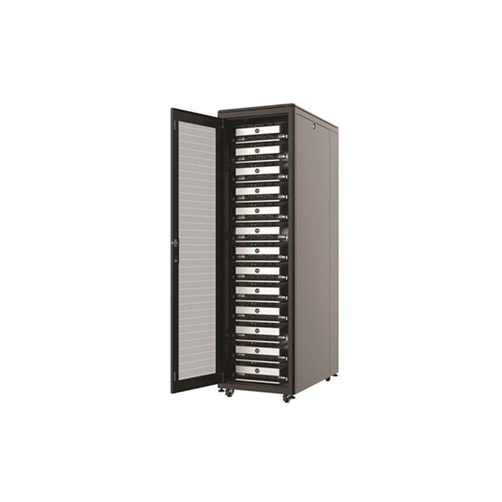 AGER 26U 600x800mm Dikili Tip Siyah Kabinet Agena AG-AN26U6080S1 Cam Kapak 