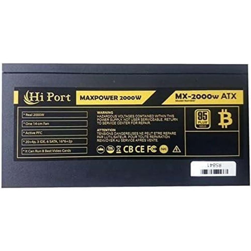 HIPORT 2000W 95+ BRONZE MX2000ATX 12cm Fanlı Power Supply Mining