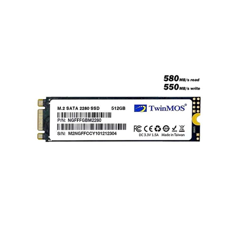 TWINMOS 512GB NGFFFGBM2280 580- 550MB/s M2 SATA-3 Disk