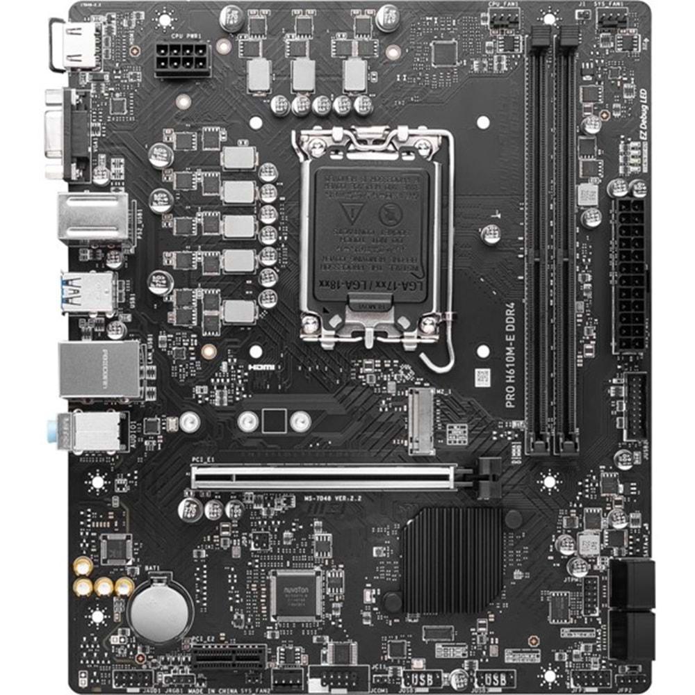 MSI PRO H610M-E DDR4 M2 PCIe NVME HDMI PCIe 16X v4.0 1700p mATX