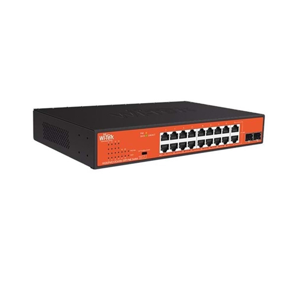 WI-TEK 16port 197w FULL PoE WI-PS318GFH GIGABIT 2X SFP Yönetilemez Switch