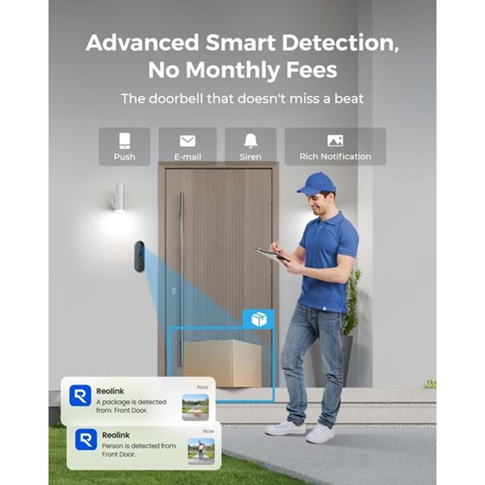 REOLINK 4MP WIFI Dorbell Bataryalı Kapı Zili PoE