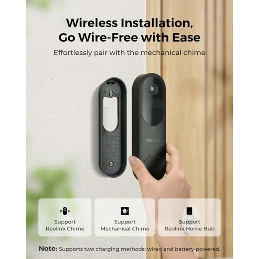 REOLINK 4MP WIFI Dorbell Bataryalı Kapı Zili PoE