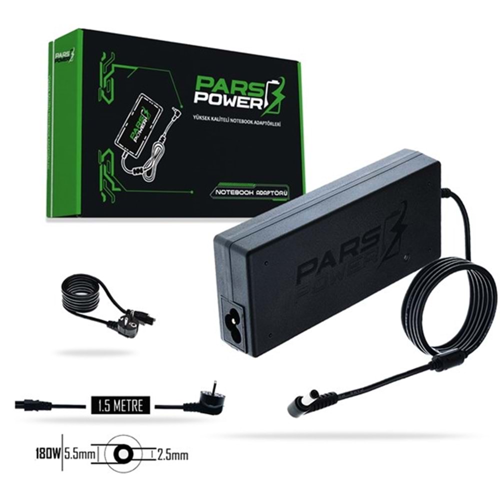 PARS POWER PRS-010 180W 19.5V 9.32A- 5.5*2.5MM Siyah ADAPTÖR