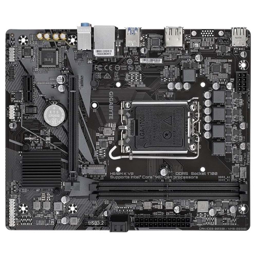 GIGABYTE H610M-K v2 DDR5 HDMI PCIe 16X v4.0 1700p mATX