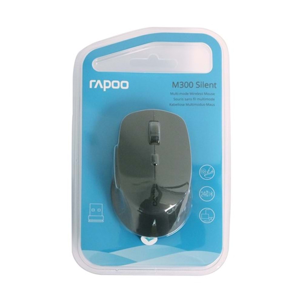Rapoo M300 18048 1600Dpı Çok Modlu Sessiz Tıklama Özellikli Kablosuz Mouse Koyu Gri