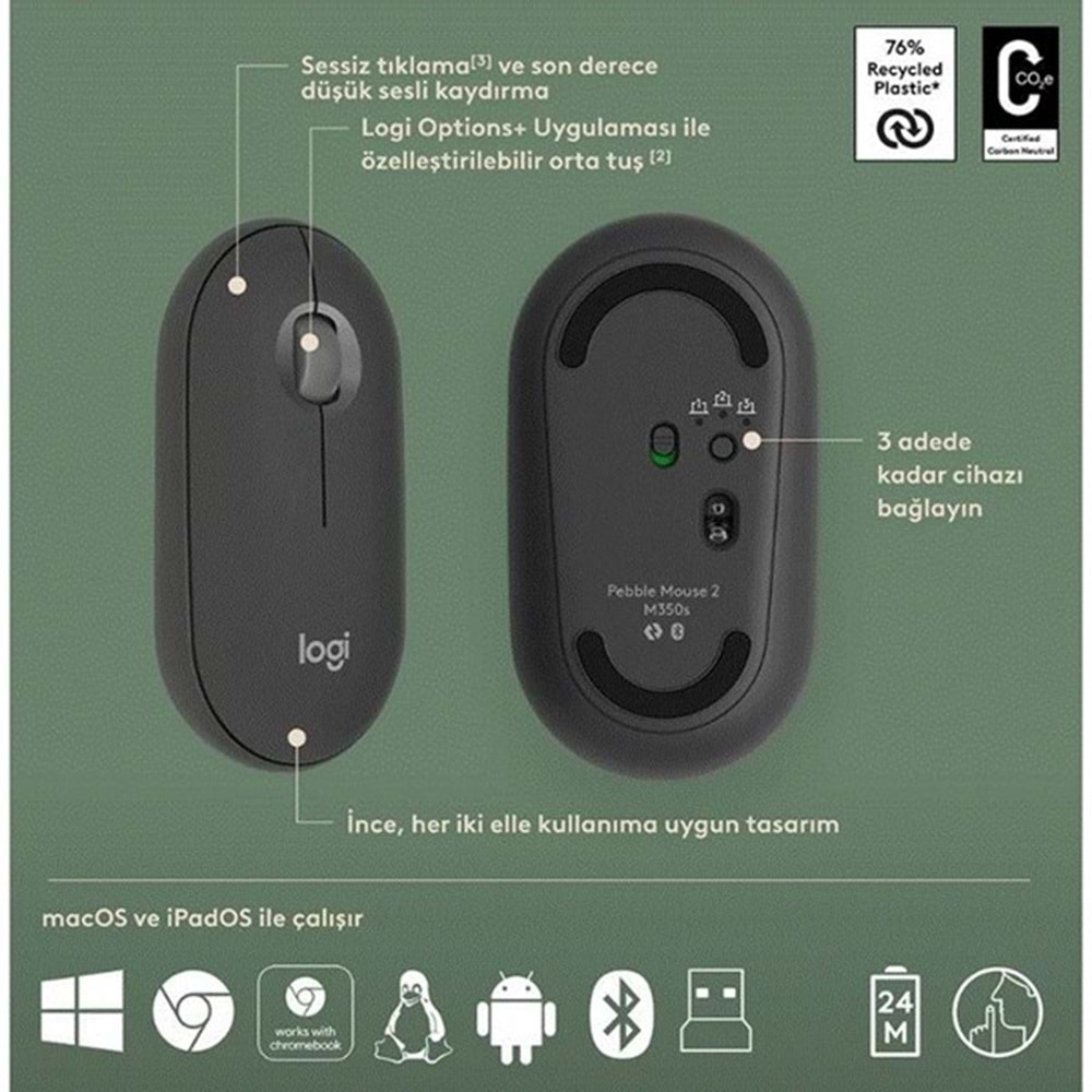 LOGITECH Q TR PEBBLE KLAVYE VE MOUSE SET 920-012245