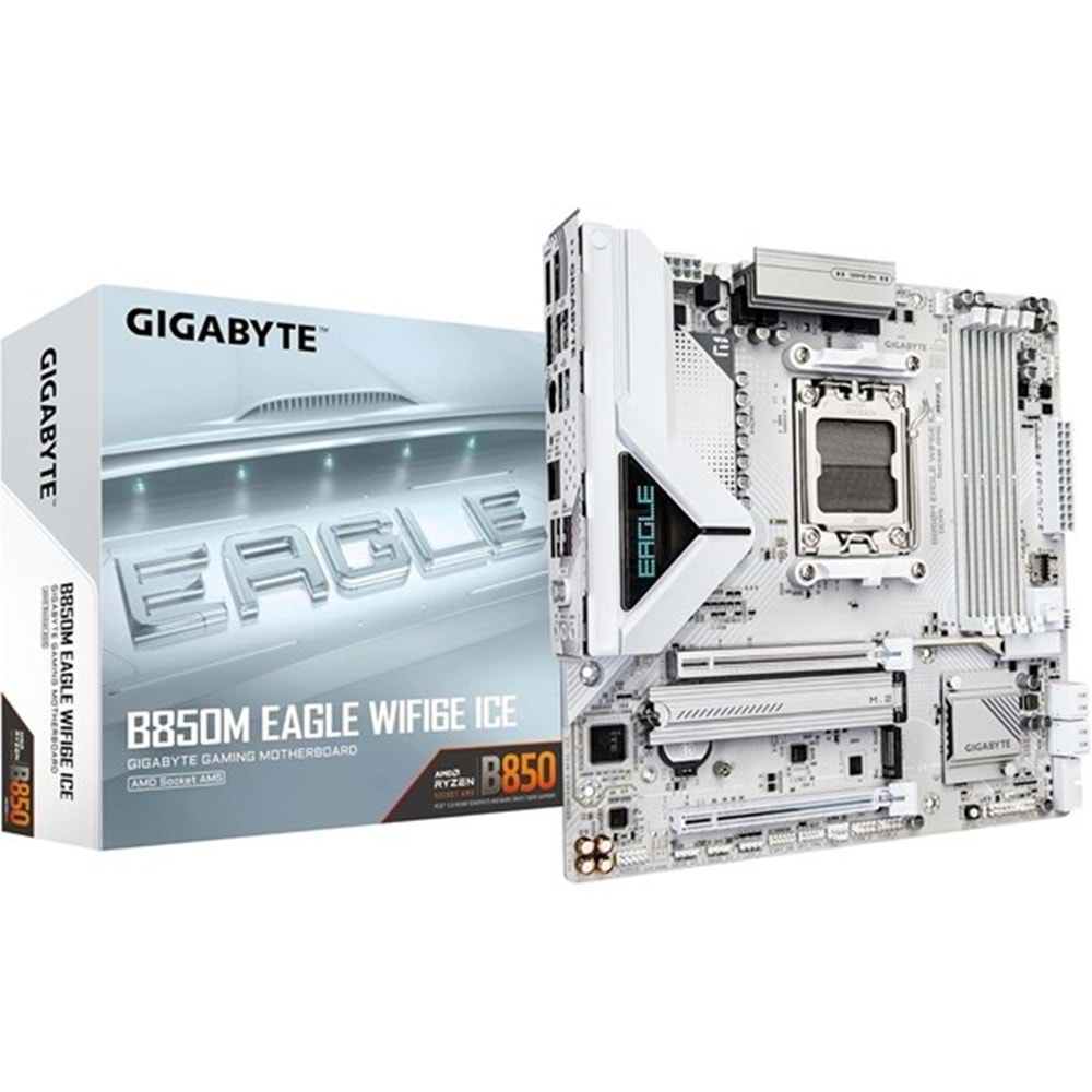 GIGABYTE B850M EAGLE WIFI6E ICE DDR5 HDMI-DP TYPEC PCIE 5.0 AM5 MATX BEYAZ