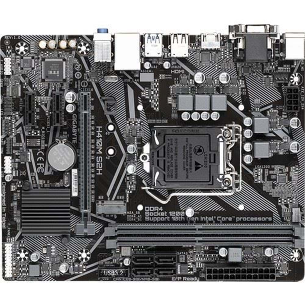 GIGABYTE H410M-S2H v2 DDR4 HDMI DVI PCIe 16X v3.0 1200p mATX