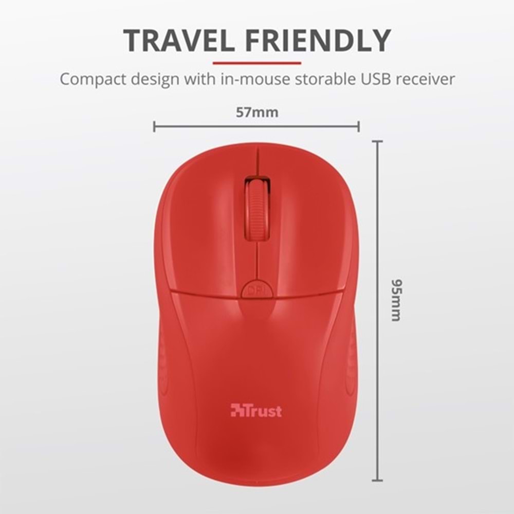 Trust Primo 20787 Usb 1600 Dpı Kırmızı Kablosuz Mouse