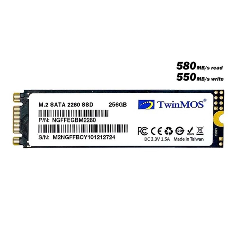  TwinMOS 256GB NGFFEGBM2280 580-550MB/s M2 SATA-3 DİSK