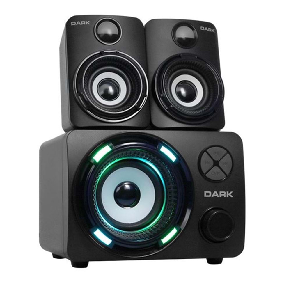 DARK DK-AC-SP214 2+1 11W Siyah 7 Farklı Renk Titreşimli LED Bluetooth Hoparlör
