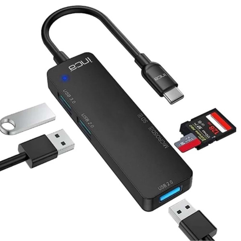 INCA ITPC-5T 4port Type-C Kart Okuyucu USB Çoklayıcı Hub