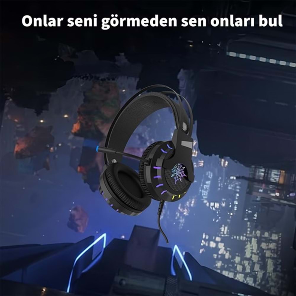 INCA IGK-X10 7.1 Surround RGB Siyah Kulaküstü Mikrofonlu Kulaklık