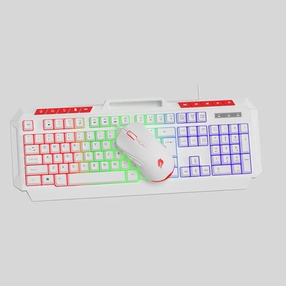 GAMEBOOSTER KM-11W Knight Beyaz Gaming Klavye Mouse Set