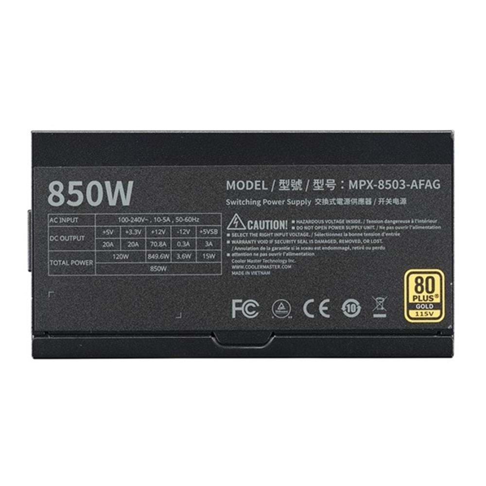 COOLERMASTER 850W 80+ GOLD MWE GOLD v3 PCIE 5.0 TAM MODÜLER POWER SUPPLY