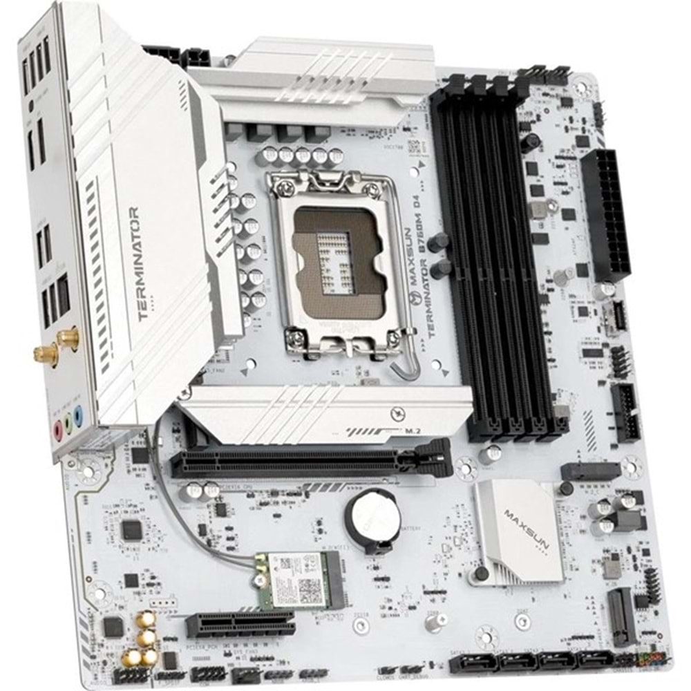 MAXSUN TERMINATÖR B760M D4 ICE DDR4 HDMI-DP PCIE 4.0 1700P MATX BEYAZ