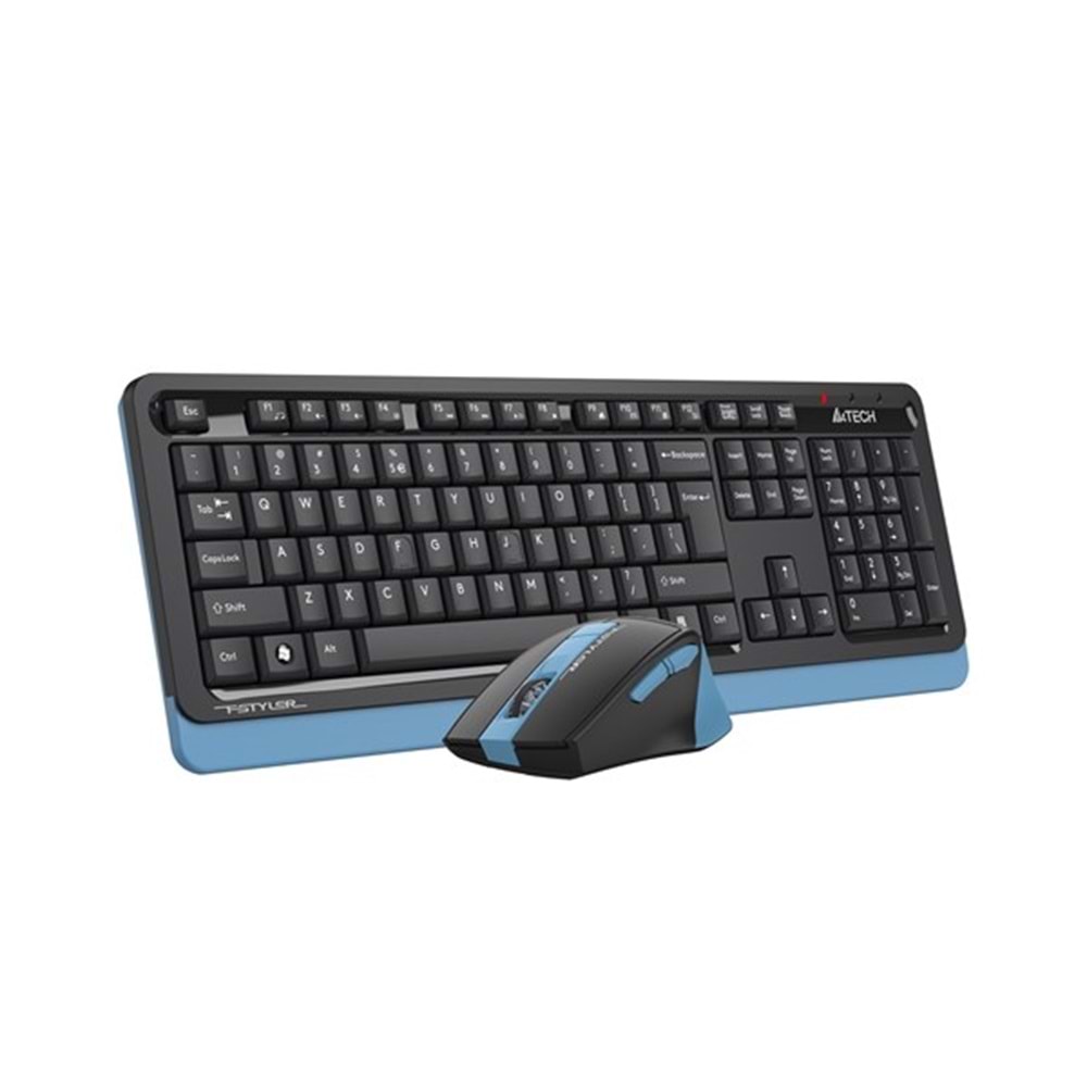 A4 TECH FG1035 Kablosuz Q Trk Optic Mouse Siyah/Mavi Multimedya Klavye - Mouse Set