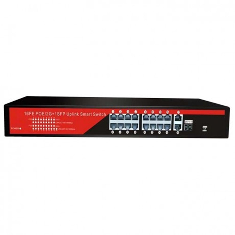 EZCOOL 16port EZ-16PSF-SFP GIGABIT 1-SFP 2-UPLINK 240W YÖNETİLEMEZ SWITCH