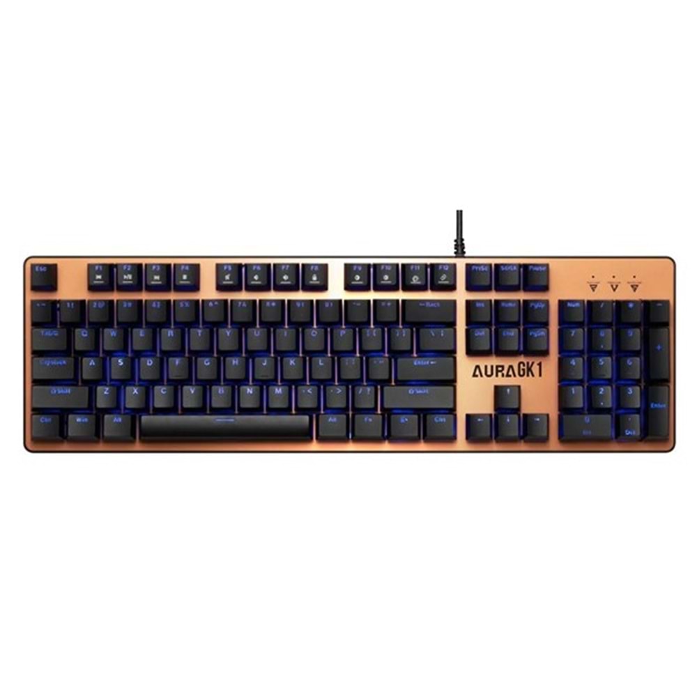 GAMDIAS AURA GK1, USB Kablolu, İngilizce, Çok Renkli Arka Aydınlatma, Red Mekanik Switch, Bronze Edition, Gaming Klavye