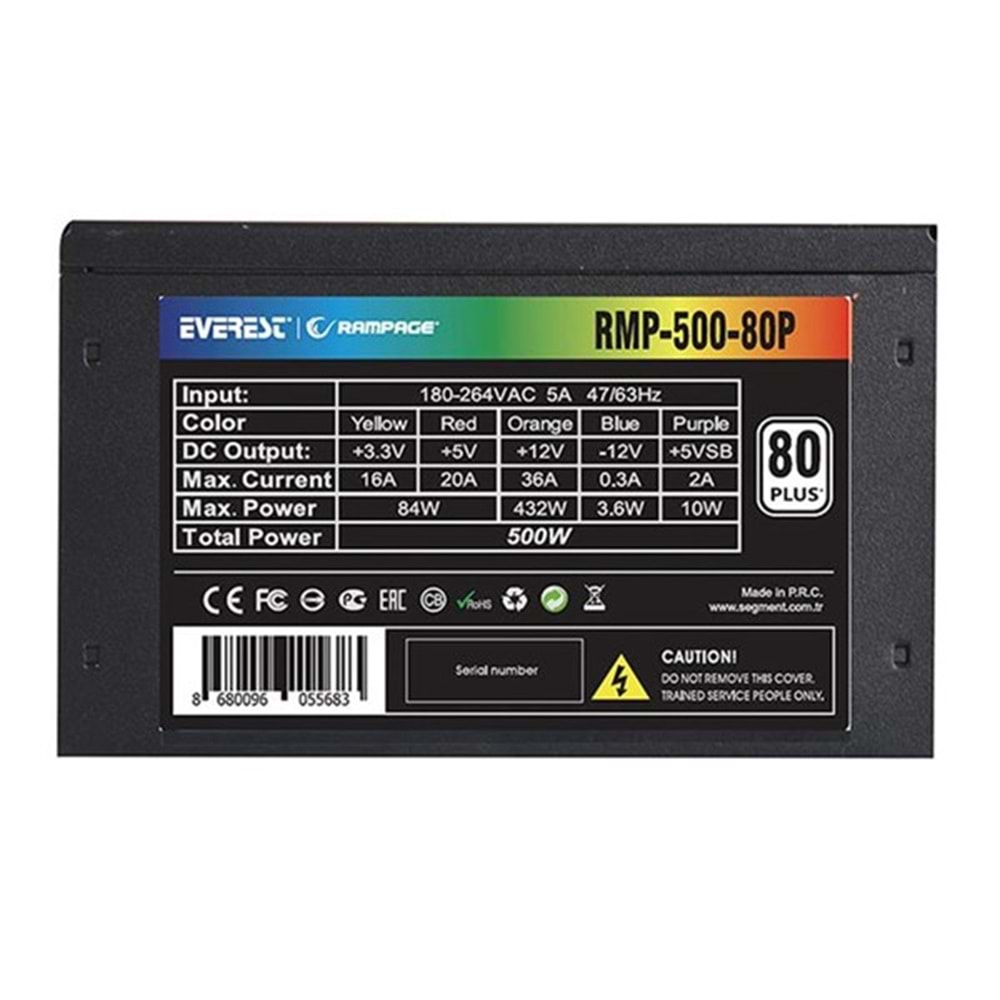 RAMPAGE 500W 80+ RMP-500-80P POWER SUPPLY 