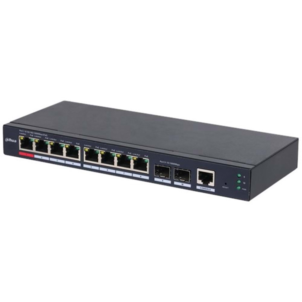 DAHUA 8port S4210-8GT-110 GIGABIT 2-SFP 90w FULL POE YÖNETİLEBİLİR SWITCH