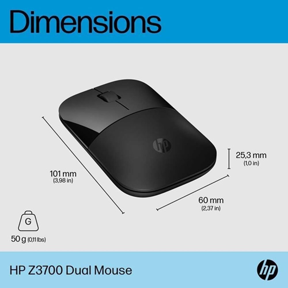 HP Z3700 758A8AA Dual Kablosuz Bluetooth Mouse Siyah 
