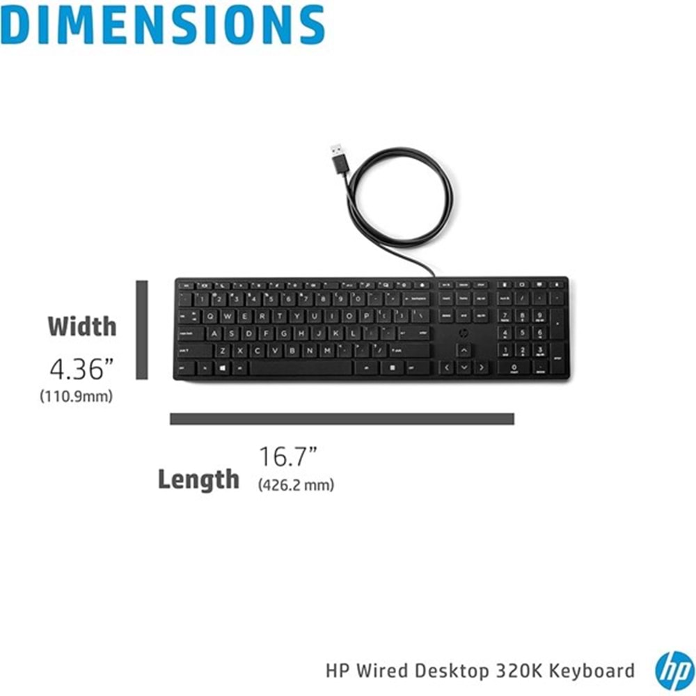 HP 320K 9SR37AA Kablolu Türkçe USB Klavye Siyah 