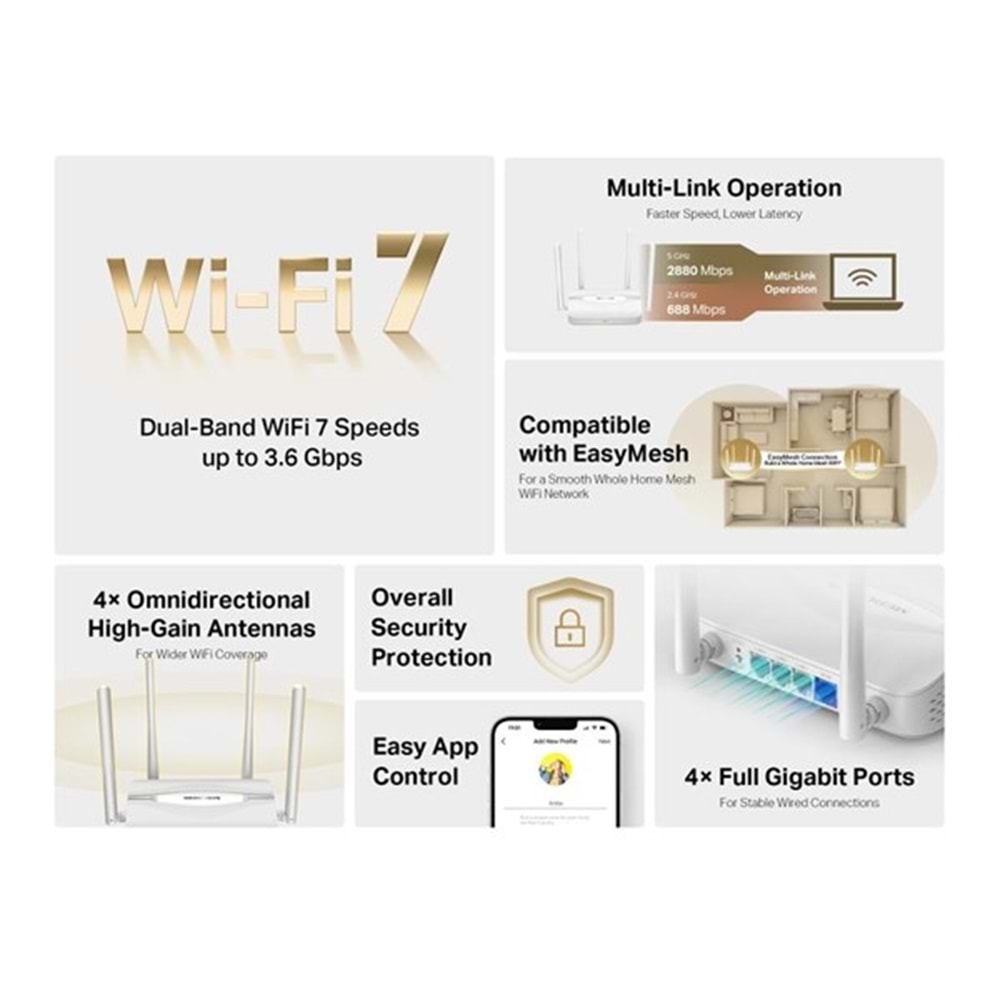 MERCUSYS MR25WBE WIFI7 BE3600 DUAL BAND ROUTER