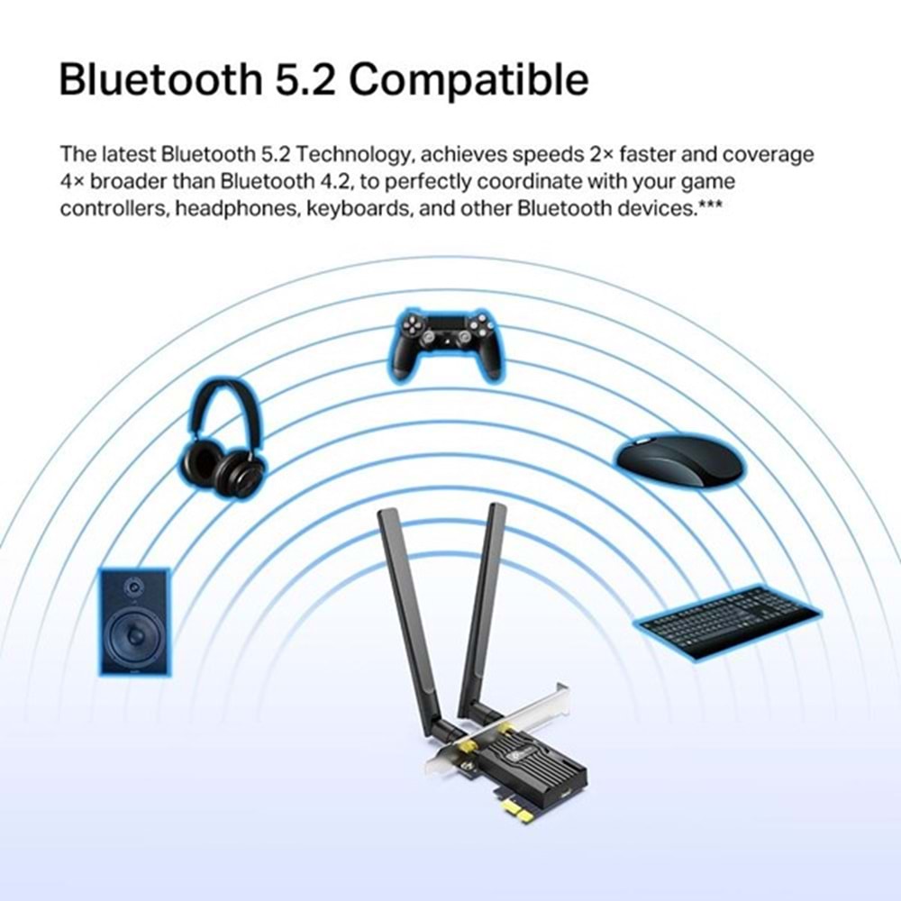 TP-LINK ARCHER TX55E AX3000 Bluetooth 5.2 PCIe Kablosuz Adaptör
