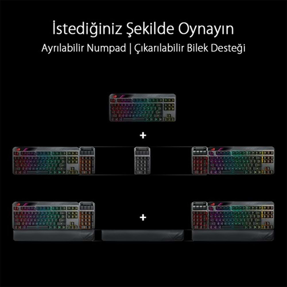 ASUS ROG CLAYMORE II KABLOSUZ RGB MEKANIK GAMING KLAVYE