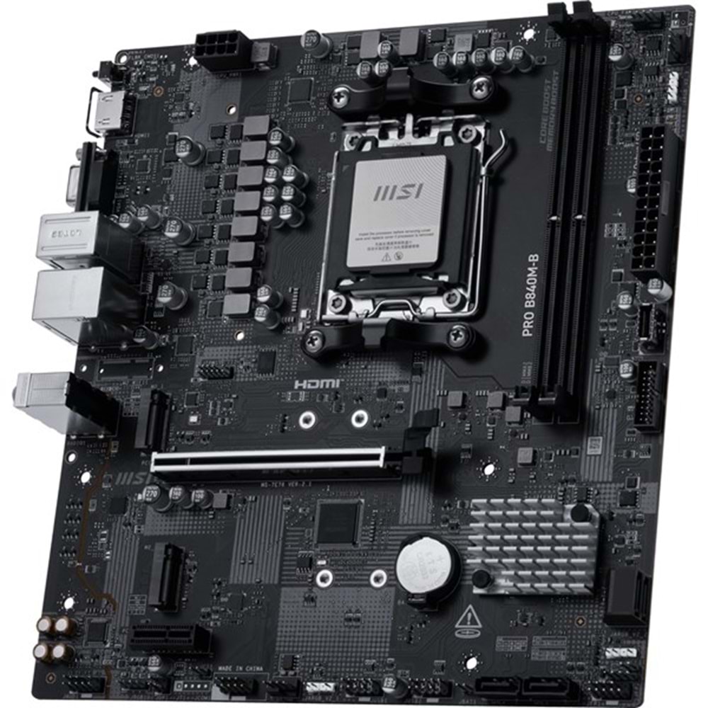 MSI PRO B840M-B DDR5 HDMI PCIe 16X v4.0 AM5 mATX