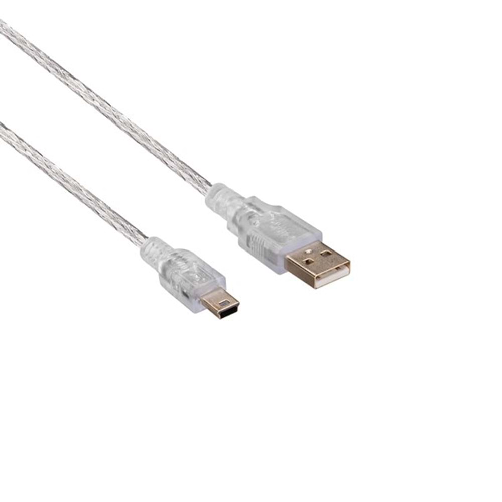 S-link SL-UK53 Usb2.0 3m Şeffaf Usb AM/Mini 5pin Kablo