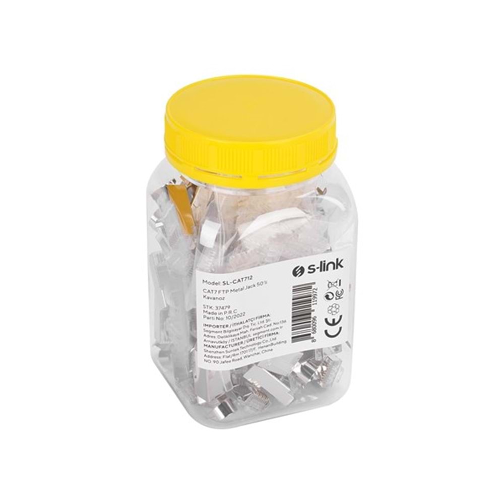 S-LINK SL-CAT712 CAT7 FTP Metal Jack 50'li Kavanoz