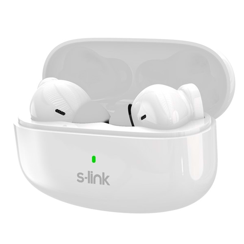 S-LINK EARDOPES SL-TWS08 Beyaz 4 Mikrofonlu Enc Dual Mıc. TWS 50/500mah BT Mikrofonlu Kulaklık