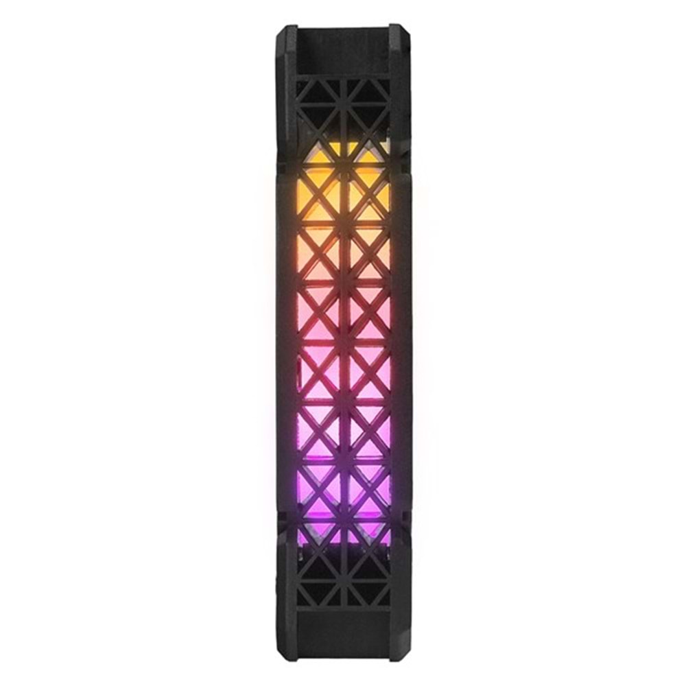 Rampage CROSS F20 38CFM 1200RPM 12cm Rainbow 3P+4P Molex Soketli Siyah Kasa Fanı