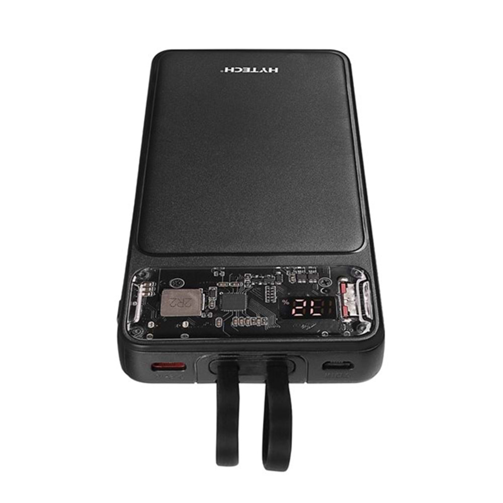 HYTECH H120 10000mAh HSC22.5W PD20W+QC3.0 18W Siyah LCD Şeffaf Taşınabilir Pil Şarj Cihazı Powerbank