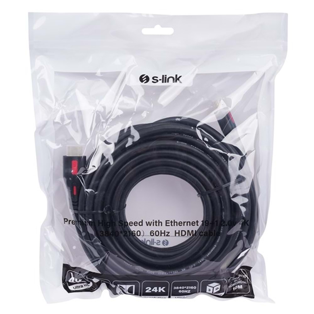 S-LINK SL-HDM4K10 HDMI & HDMI 10 metre 4K (3840*2160) 60Hz Kablo