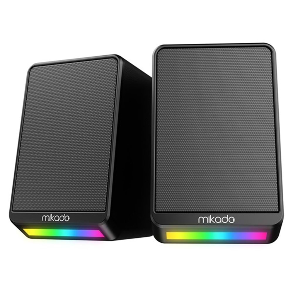 MIKADO MD-178 2.0 3W*2 Siyah RGB Aydınlatmalı USB + 3.5mm USB 5V Speaker Hoparlör