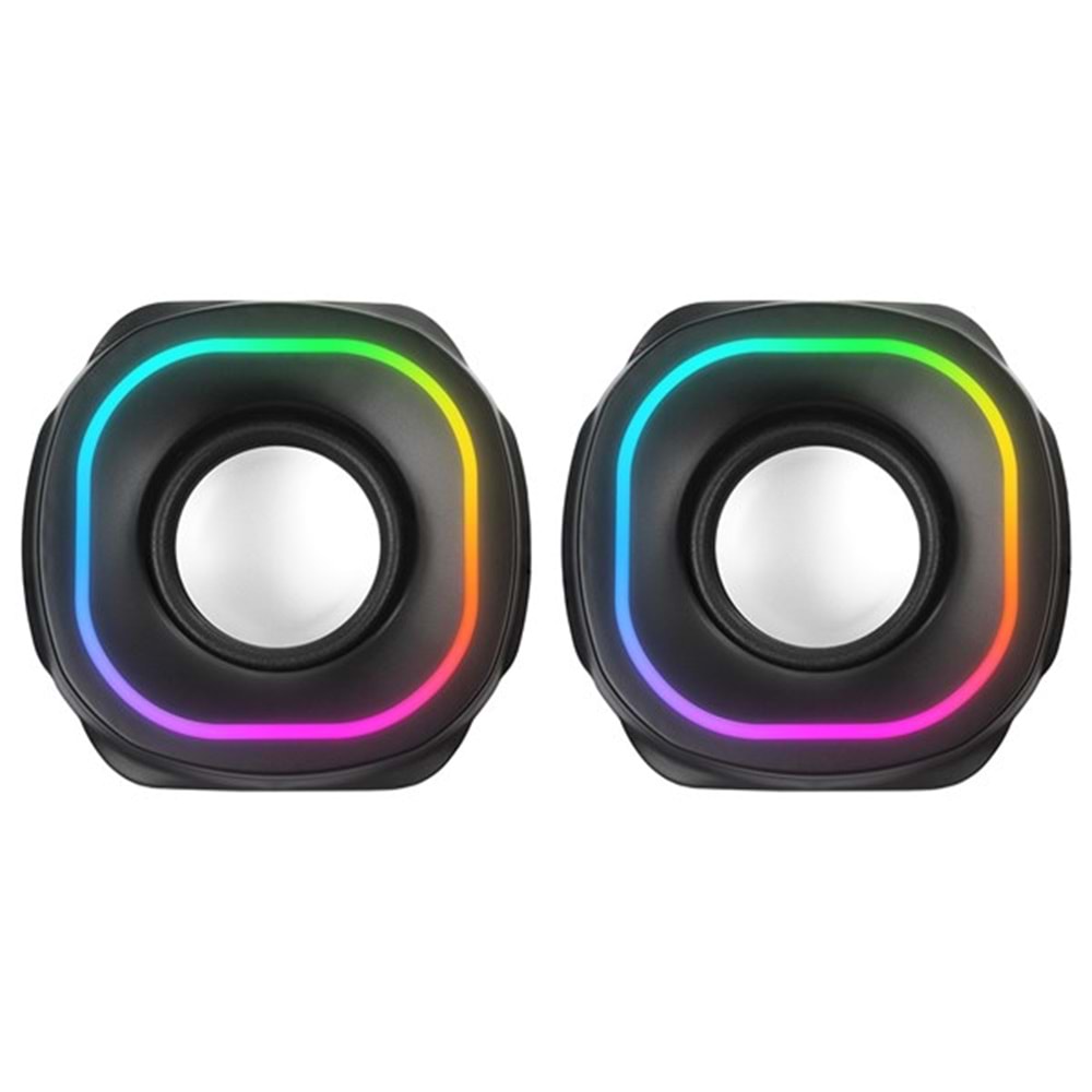 MIKADO MD-180 2.0 3W*2 Siyah RGB Aydınlatmalı USB + 3.5mm USB 5V Speaker Hoparlör