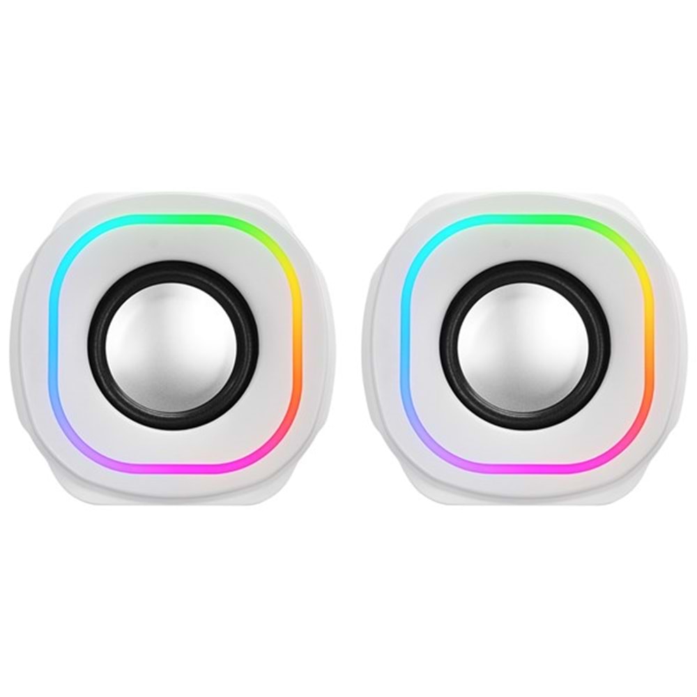 MIKADO MD-180 2.0 3W*2 Beyaz RGB Aydınlatmalı USB + 3.5mm USB 5V Speaker Hoparlör