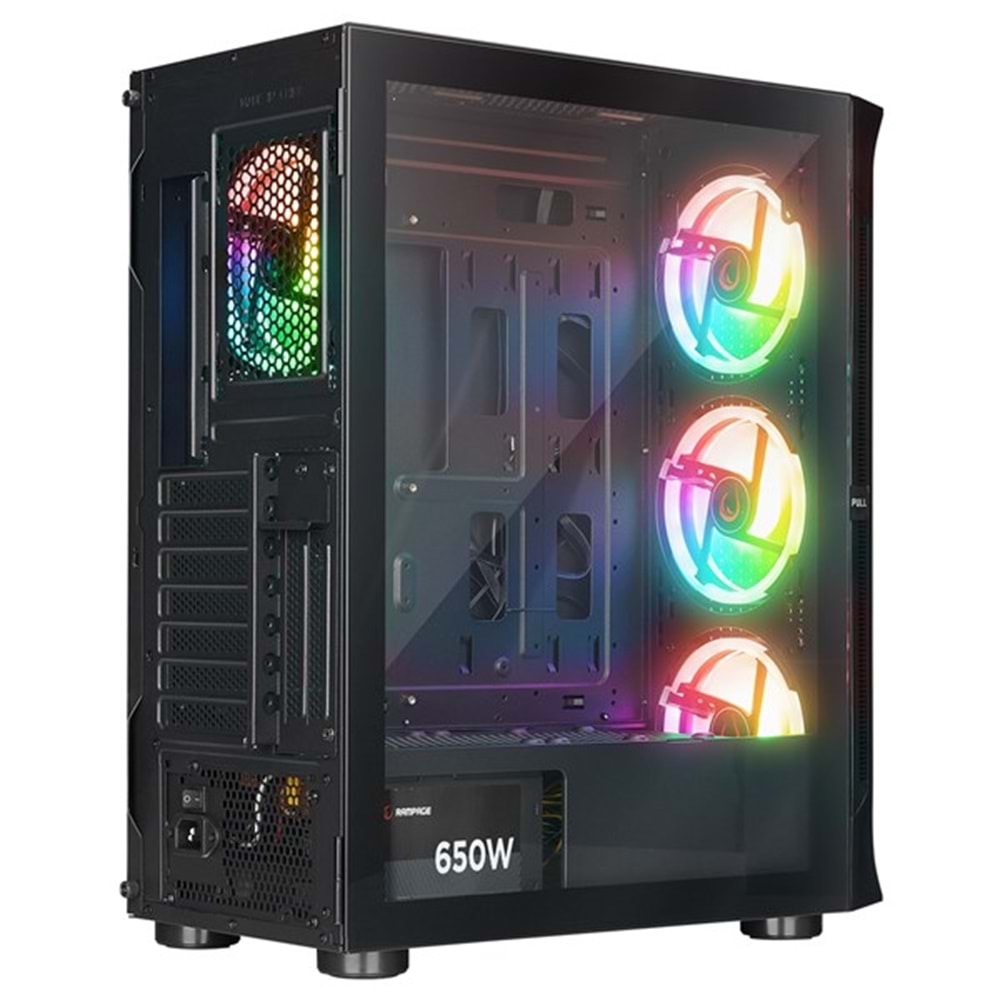 RAMPAGE 650W 80+ PROLIX MESH 4-RGB FANLI GAMING MID-TOWER PC KASASI