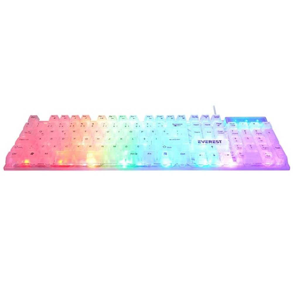 Everest KB-24 Beyaz Rainbow Q Membrane Oyuncu Klavyesi