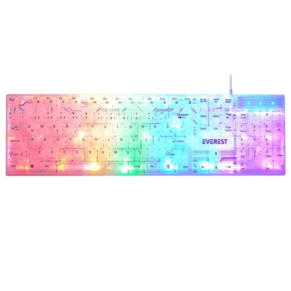 Everest KB-24 Beyaz Rainbow Q Membrane Oyuncu Klavyesi