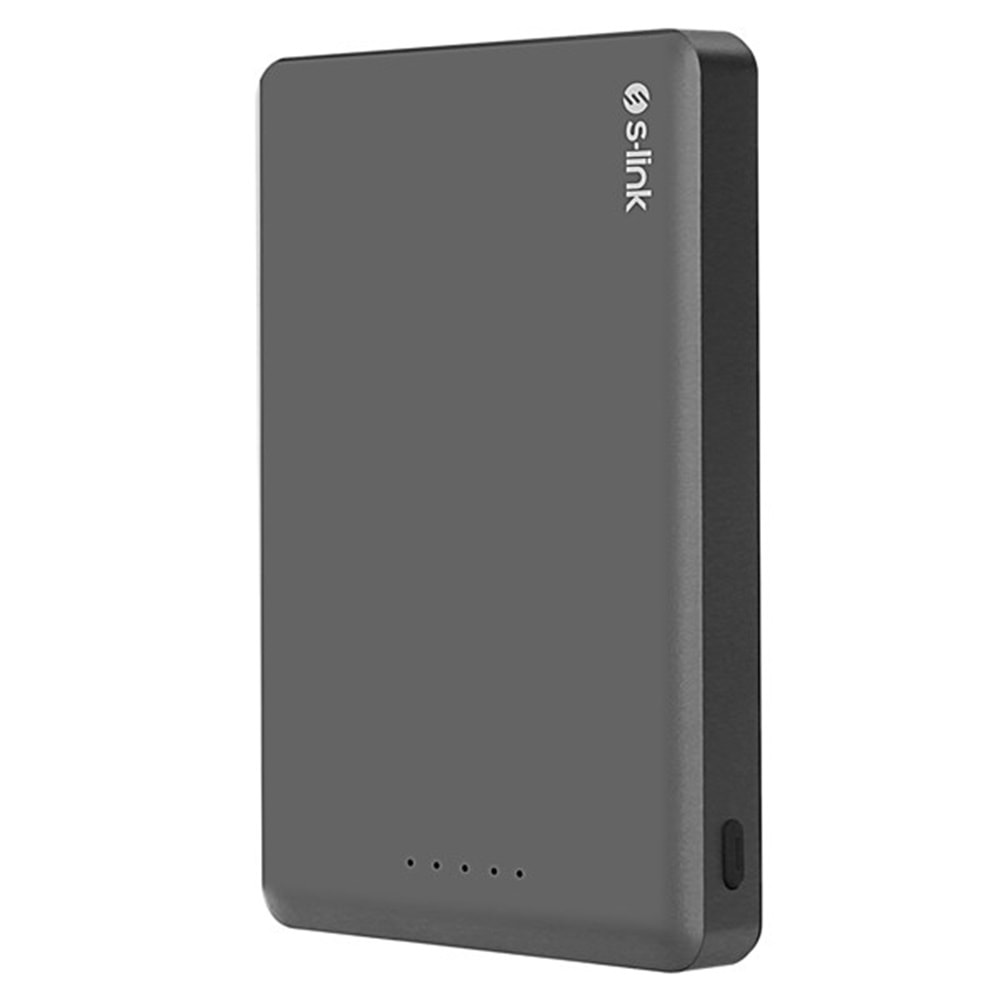 S-LINK MG110 10000mAh PD20W Magsafe 15W Kablosuz Type-C Gri Taşınabilir Metal Şarj Cihazı Powerbank