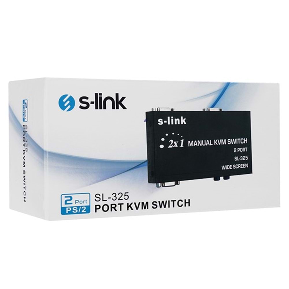 S-LINK 2port SL-325 VGA+PS2 1.8m M/M Kablolu Manuel Kvm Switch